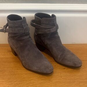 YSL saint Laurent Gray Suede Ankle Boots
